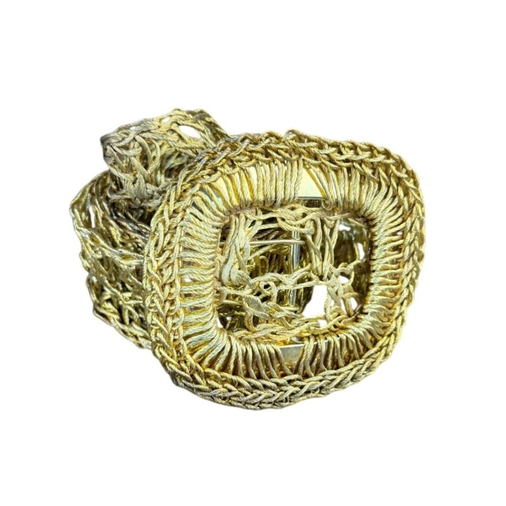 Vintage Gold Woven Rope Belt Womens Accessories Adjustable Length Boho Style